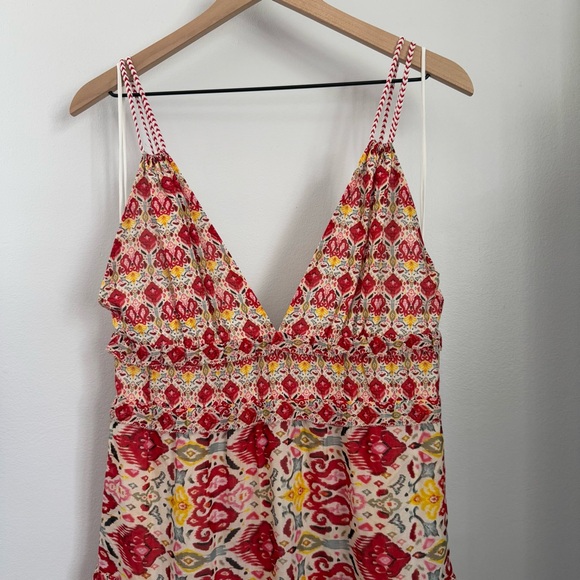 Alice + Olivia 10 Karolina Maxi Dress Braided Strap Tiered Ruffle Ikat Print - Picture 4 of 16